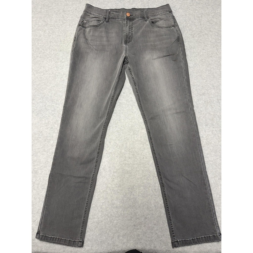 Mugsy Beans Jeans Mens 35x32 Gray Slim Straight Stretch Denim Medium Wash Casual